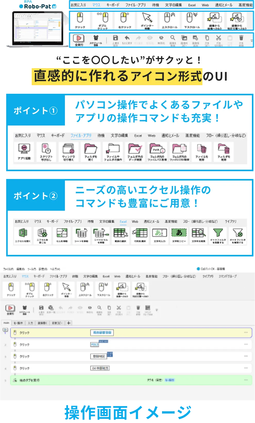 ロボパット AIの操作画面イメージ